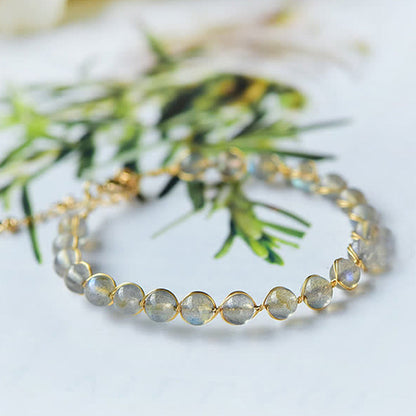 Buddha Stones Natural Moonstone 14K Gold Plated Healing Positive Bracelet