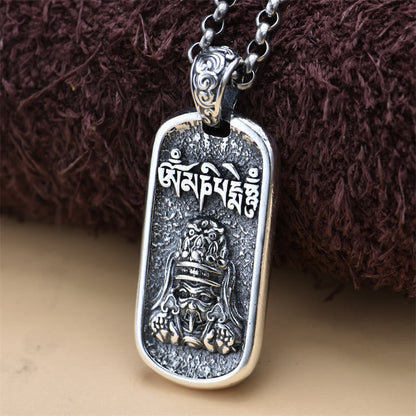 Buddha Stones 925 Sterling Silver Zakiram Goddess of Wealth Om Mani Padme Hum Peace Necklace Pendant