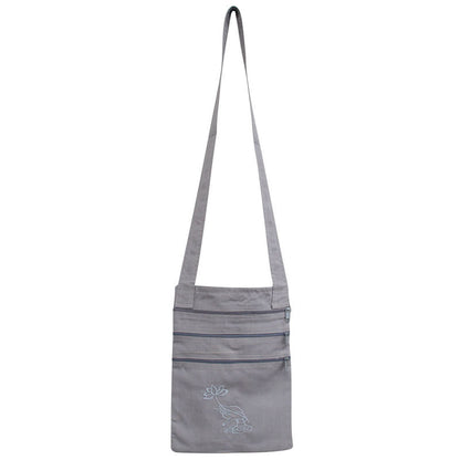 Buddha Stones Spiritual Mind Practice Lotus Embroidered Cotton Shoulder Bag Crossbody Bag