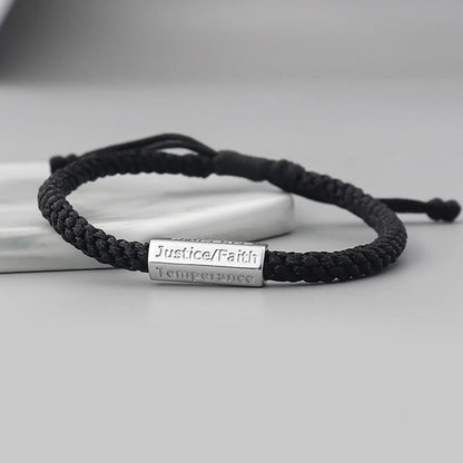 Buddha Stones Seven Deadly Sins Seven Virtues Braided String Bracelet