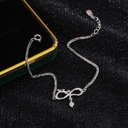 Buddha Stones Year Of The Dragon 999 Sterling Silver Zircon Endless Knot Tail Charm Luck Protection Bracelet (Extra 30% Off | USE CODE: FS30)