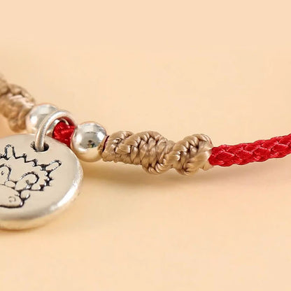 Buddha Stones Handmade 999 Sterling Silver Year of the Dragon Cute Chinese Zodiac Luck Braided Bracelet (Extra 30% Off | USE CODE: FS30)