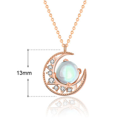 Buddha Stones 925 Sterling Silver Moonstone Moon Pattern Love Necklace Pendant