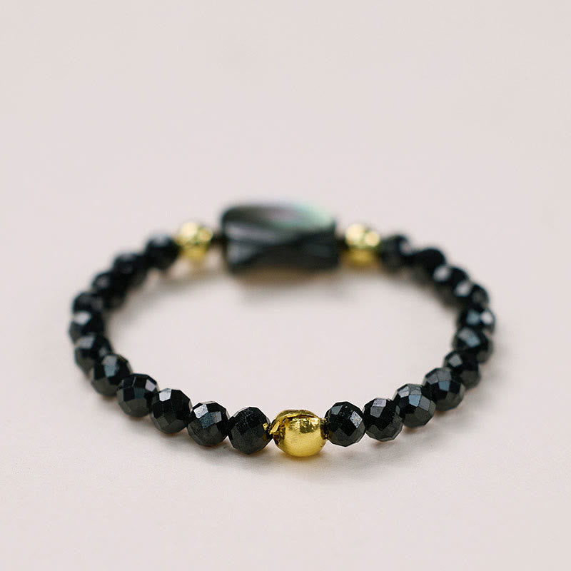 Buddha Stones Natural Tridacna Stone Lovely Cat 14K Gold Plated Blessing Ring