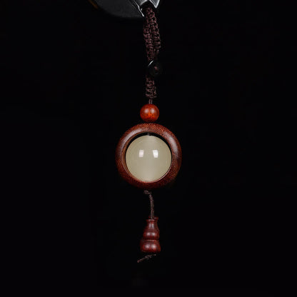 Buddha Stones Red Sandalwood Ebony Wood Green Sandalwood Luminous Lucky Bead Gourd Peace Key Chain