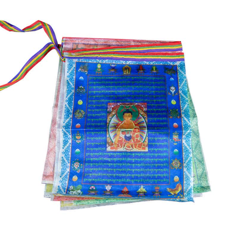 Buddha Stones Tibetan 5 Colors Windhorse Buddha Tara Scriptures Healing Auspicious Outdoor Prayer Flag