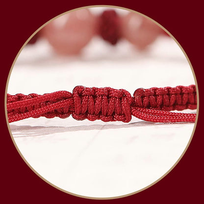 Buddha Stones Natural Strawberry Quartz Crystal Love Red String Weave Bracelet Anklet (Extra 30% Off | USE CODE: FS30)