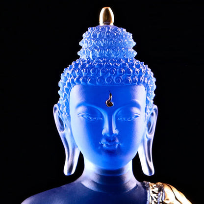 Buddha Stones Medicine Buddha Handmade Liuli Crystal Art Piece Compassion Statue Home Office Offering Decoration