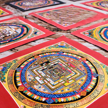 Buddha Stones Tibetan Handmade Thangka Mandala Painting Blind Box Random Color Pattern