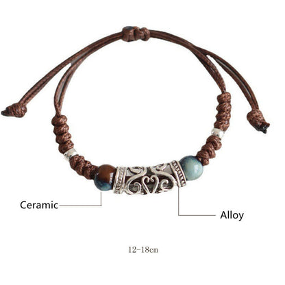 Buddha Stones Tibet Ceramic Bead Wealth String Bracelet