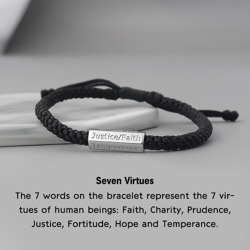 Buddha Stones Seven Deadly Sins Seven Virtues Braided String Bracelet