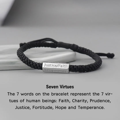 Buddha Stones Seven Deadly Sins Seven Virtues Braided String Bracelet