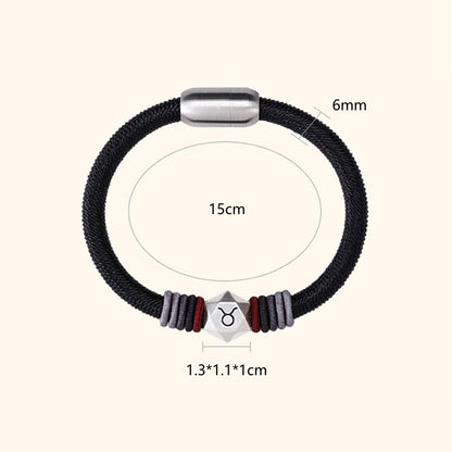 Buddha Stones 999 Sterling Silver 12 Constellations of the Zodiac Blessing Handmade String Bracelet