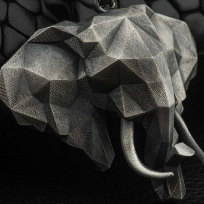 Buddha Stones Elephant Pewter Titanium Steel Strength Necklace Pendant