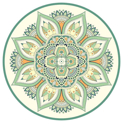 Buddha Stones Tibetan Lotus Mandala Enlightenment Foldable Natural Rubber Yoga Mat Decoration