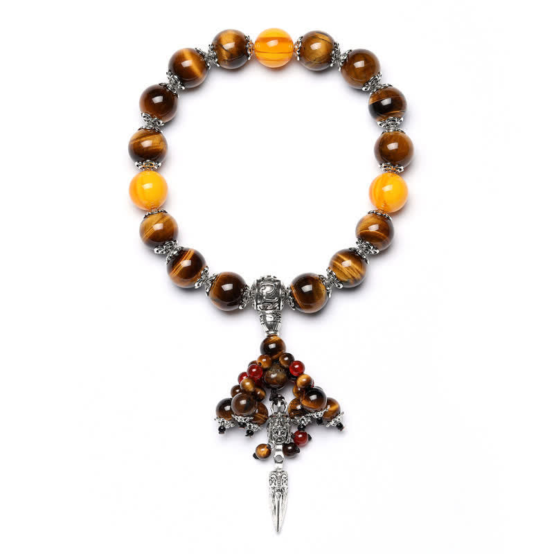 Buddha Stones Natural Tiger Eye Red Agate Dragon Vein Agate Stone Vajra Dorje Power Healing Bracelet Car Decoration
