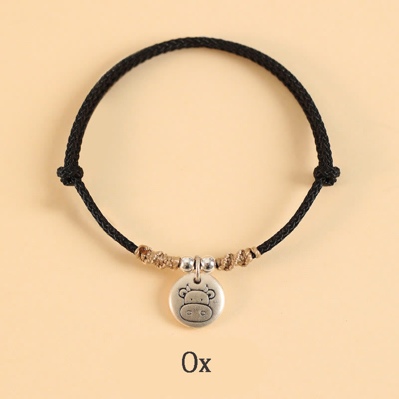 Buddha Stones Handmade 999 Sterling Silver Year of the Dragon Cute Chinese Zodiac Luck Braided Bracelet (Extra 30% Off | USE CODE: FS30)