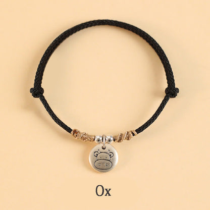 Buddha Stones Handmade 999 Sterling Silver Year of the Dragon Cute Chinese Zodiac Luck Braided Bracelet (Extra 30% Off | USE CODE: FS30)