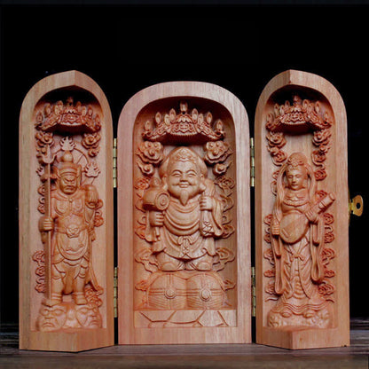 Buddha Stones Avalokitesvara Kwan Yin Buddha Cherry Wood Compassion Home Decoration Altar