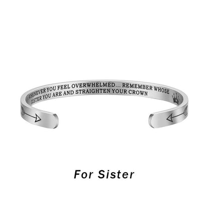 Buddha Stones Inspirational Bracelets Personalized Gift for Her Him Engraved Mantra Cuff Bangle Crown Jewelry