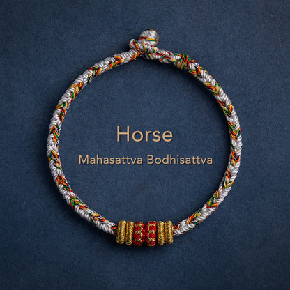 Buddha Stones Tibet Handmade Chinese Zodiac Natal Buddha Luck Strength Braided String Bracelet