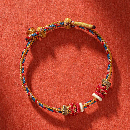 Buddha Stones Handmade Dunhuang Color Luck Braid String Bracelet