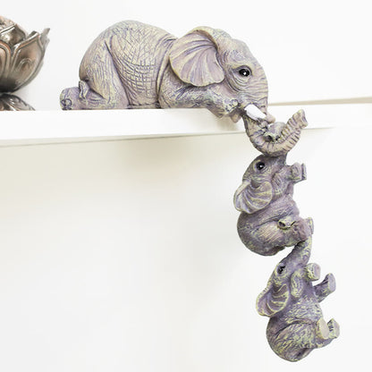 Buddha Stones 3pcs Feng Shui Elephant Sitter Figurines Wealth Figurine Home Decoration