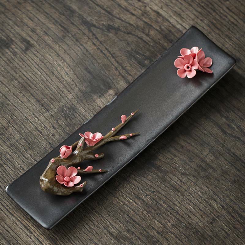 Buddha Stones Lotus Peony Rose Flower Ceramic Spiritual Incense Burner