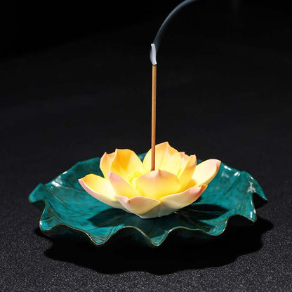 Buddha Stones Tibetan Lotus Blessing Incense Burner Decoration