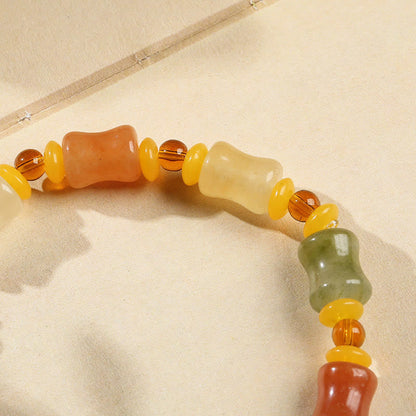 Buddha Stones Natural Golden Silk Jade Gourd Wealth Charm Bracelet