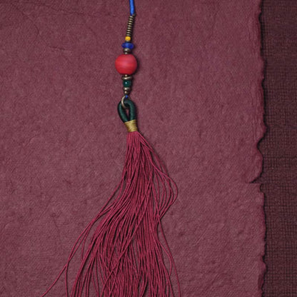 Buddha Stones 108 Mala Beads Bodhi Seed Dzi Bead Peace Tassel Bracelet
