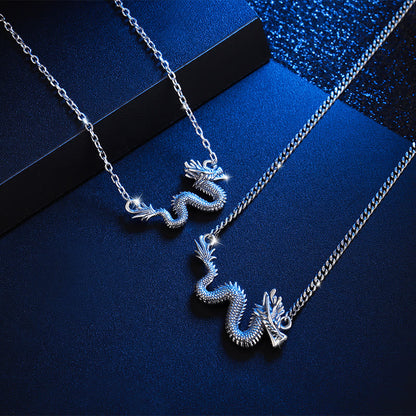 Buddha Stones 925 Sterling Silver Year Of The Dragon Auspicious Dragon Protection Chain Necklace Pendant(Extra 30% Off | USE CODE: FS30)