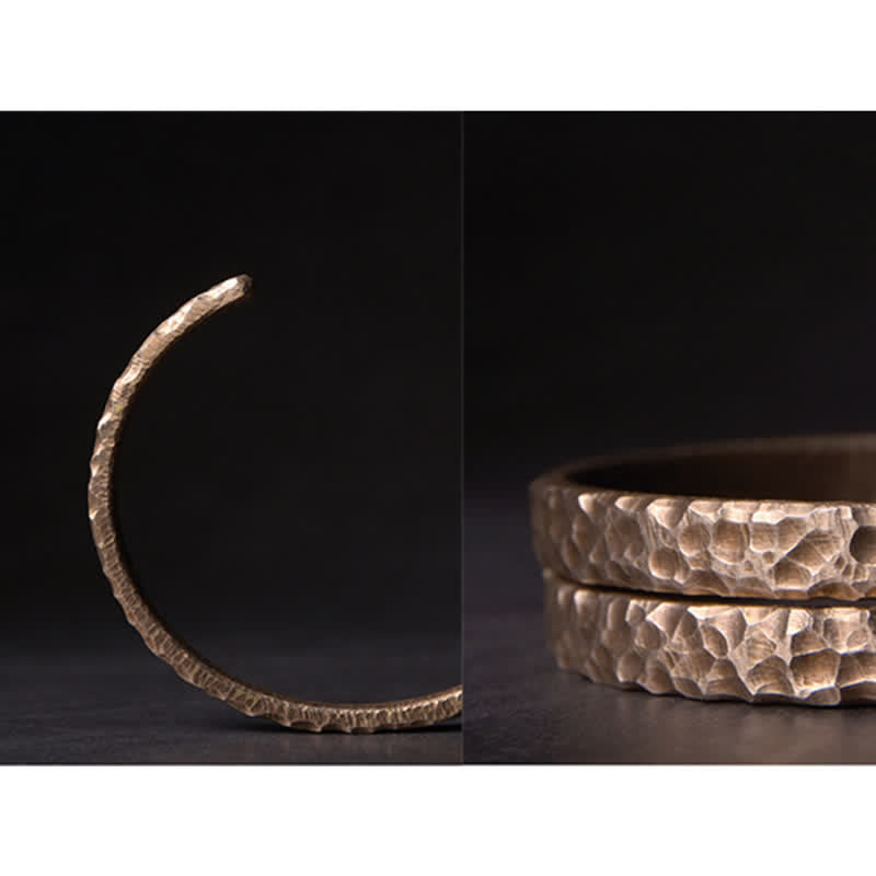 Buddha Stones Lava Rock Stone Copper Balance Cuff Bracelet Bangle