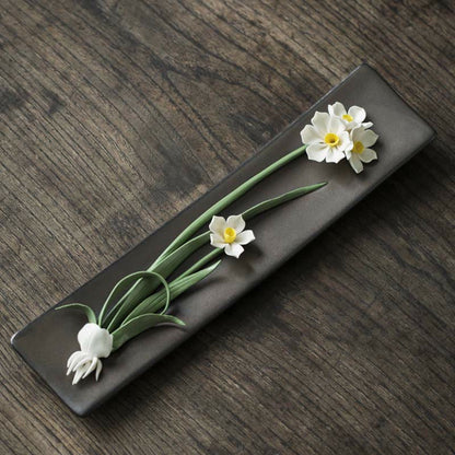 Buddha Stones Lotus Peony Rose Flower Ceramic Spiritual Incense Burner