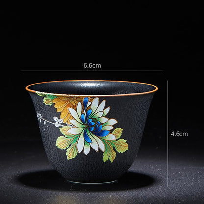 Buddha Stones Colorful Flowers Orchid Sea Waves Blue and White Porcelain Ceramic Teacup Kung Fu Tea Cup