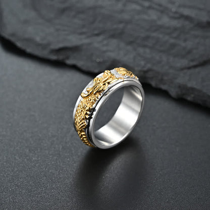 Buddha Stones Dragon Titanium Steel Stimulation Rotatable Ring (Extra 30% Off | USE CODE: FS30)