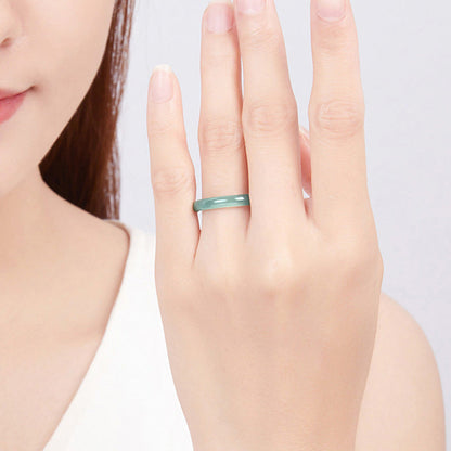 Buddha Stones Natural Jade Prosperity Protection Ring