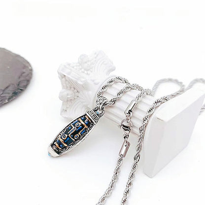FREE Today: Peace & Purity Tibetan Om Mani Padme Hum Nine-Eye Dzi Bead Pattern Rotatable Necklace Pendant