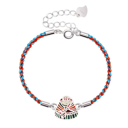 Buddha Stones 925 Sterling Silver Zongzi Pattern Luck Multicolored Handcrafted Bracelet