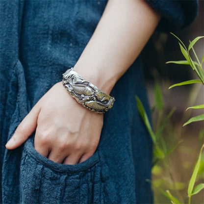 Buddha Stones Buddha Stones Koi Fish Lotus Luck Wealth Bracelet Bangle
