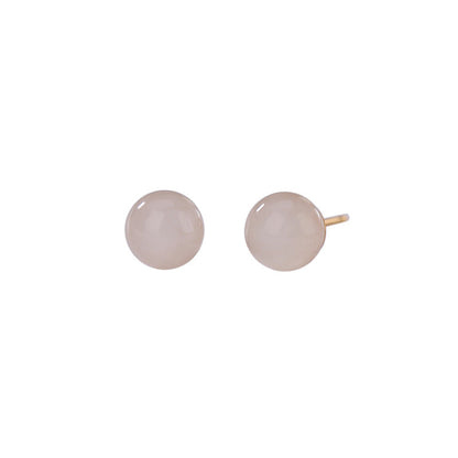 Buddha Stones 925 Sterling Silver Round White Jade Blessing Stud Earrings
