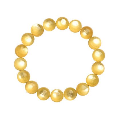 Buddha Stones Natural Golden Lepidolite Protection Prosperity Bracelet