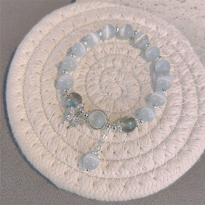 Buddha Stones "Sending Luck and Inner Peace" Cat's Eye Butterfly Bracelet Includes Gift Message Card