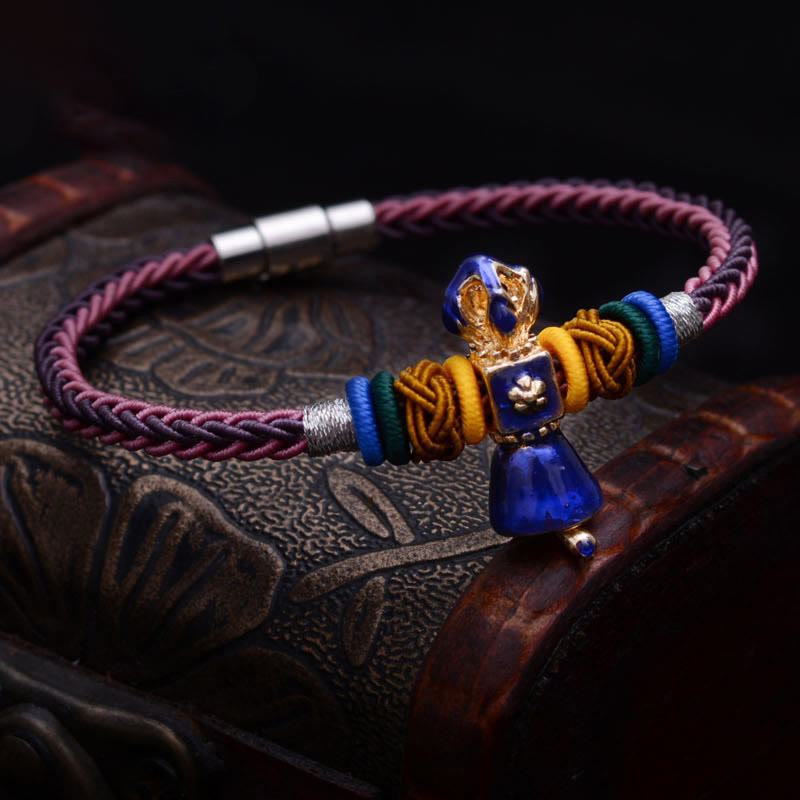 Buddha Stones Tibetan Handmade Dorje Vajra Strength Eight Threads String Bracelet