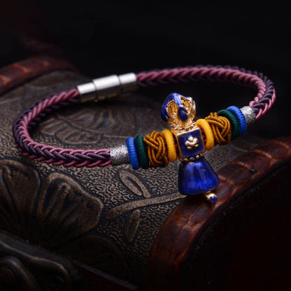 Buddha Stones Tibetan Handmade Dorje Vajra Strength Eight Threads String Bracelet
