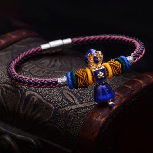 Buddha Stones Tibetan Handmade Dorje Vajra Strength Eight Threads String Bracelet