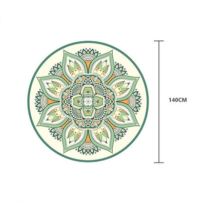 Buddha Stones Tibetan Lotus Mandala Enlightenment Foldable Natural Rubber Yoga Mat Decoration