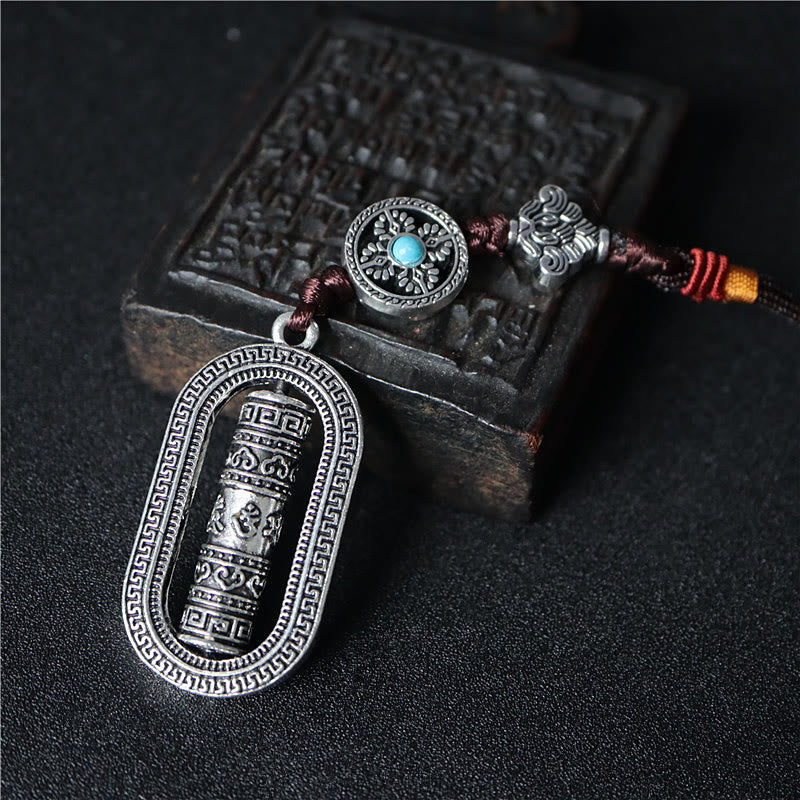 Buddha Stones Tibet Om Mani Padme Hum Prayer Wheel Peace Rotatable Car Hanging Decoration