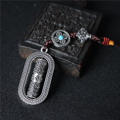 Buddha Stones Tibet Om Mani Padme Hum Prayer Wheel Peace Rotatable Car Hanging Decoration