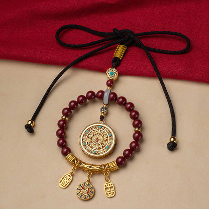 Buddha Stones Natural Cinnabar Wish Ruyi Peace Blessing Car Hanging Decoration